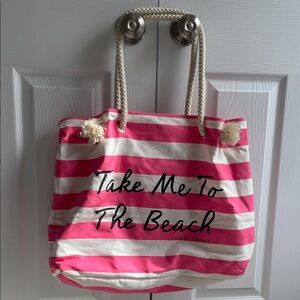 Victoria's Secret Pink and White Striped Tote